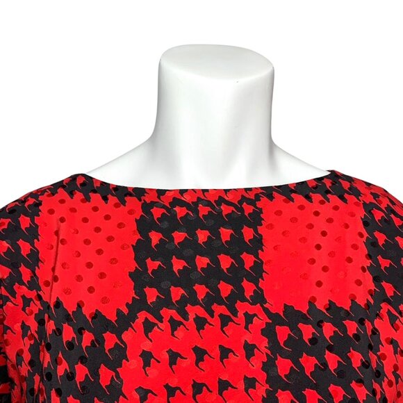 VINTAGE 1980's Albert Capraro Silk Checkered Houndstooth Dress - Picture 4 of 8